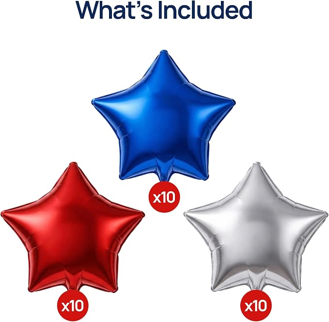 Dream Decor Patriotic Star Balloons 30 Pack – 18 Inch Red, Memorial Day - Image 2