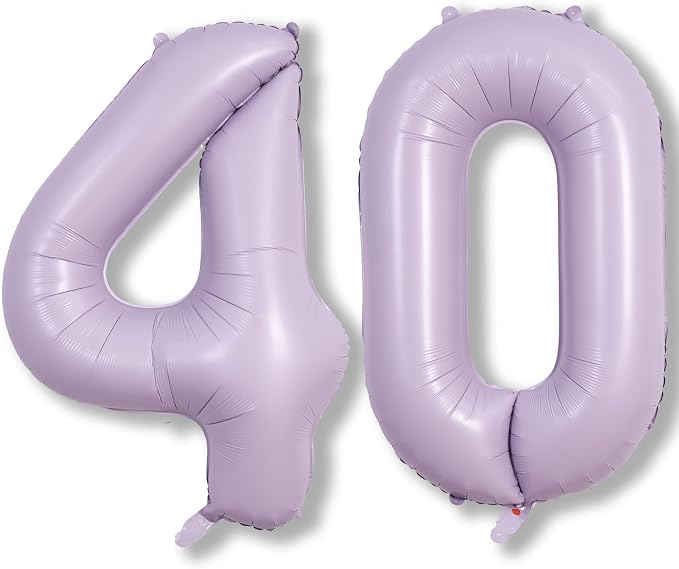 Light Purple Number 40 Birthday Balloons, 40 Inch Large Pastel Dusty Purple by Lingqiang