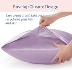 BEDELITE Satin Pillowcase for Hair and Skin, Super Soft and Cooling Similar to Silk Pillow Cases 2 Pack with Envelope Closure, Gift for Women Men(13"x18" Toddler Size, Lavender)