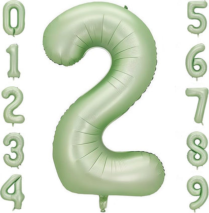 Sage Green 2 Number Balloon, Olive Green 2 Balloons 40 Inch Large Helium Foil by BBPOOL