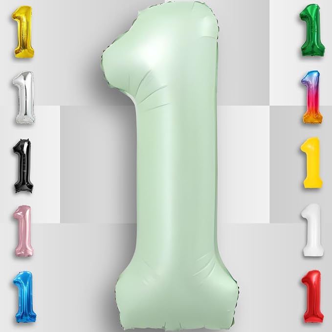 Green Number Balloon 1 Mylar Foil Balloons 32 inch - Image 4