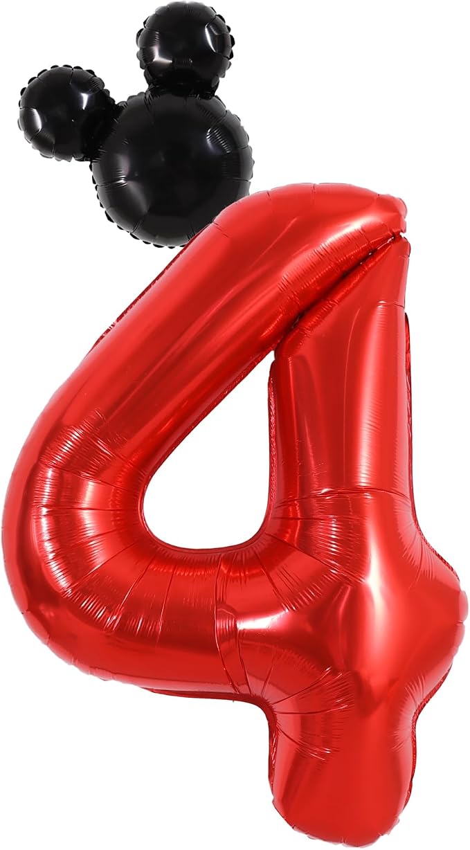 40 Inch Red Foil Number 4 Balloon by Vuzvuv