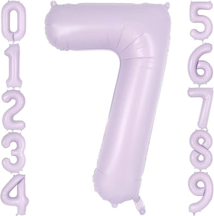 Light Purple Number 7 Balloon, 40 Inch Big Large Foil Helium Number Balloons by AIQINHU