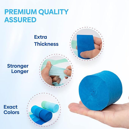 6 Blue Streamers, 492ft Pack of Crepe Paper Bachelorette Party Decorations | - Image 4