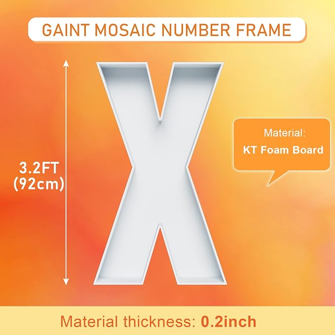 Marquee Letters 3FT Tall Mosaic Balloon Frame Pre-Cut Foam Board Letter X | - Image 2