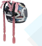 SEGO 1PCS/2PCS Helmet Pigtail Braids with Detachable Suction Cup Bowknot Ponytail Hair Many Colors (Helmet not Included)