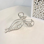 Silvery Bowknot Metal Hair Clips - Elegant Non-Slip Strong Hold Grip Jaw Clips for Thick Hair Accessories