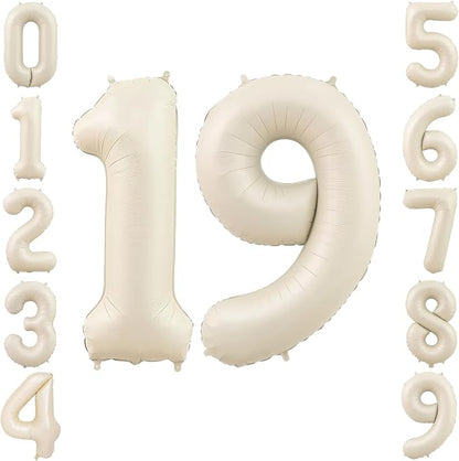 40" Beige Foil Number 19 Balloon by TNCDJKPA