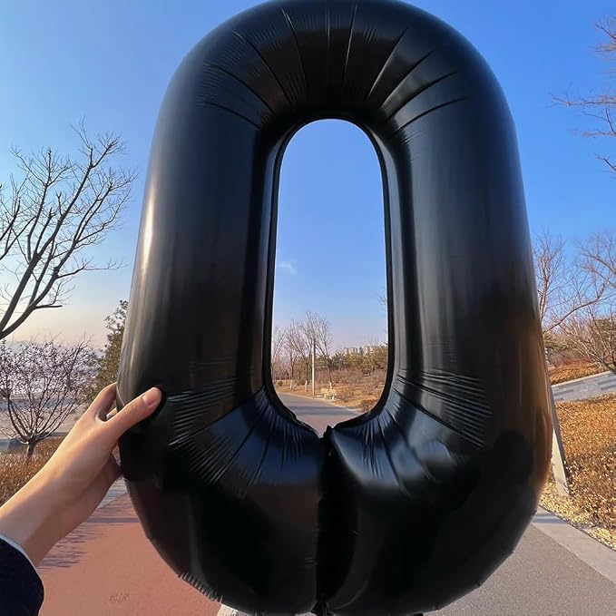 40 inch Black 0 Number Balloon Giant Foil Helium Balloons Black Large Digital - Image 5