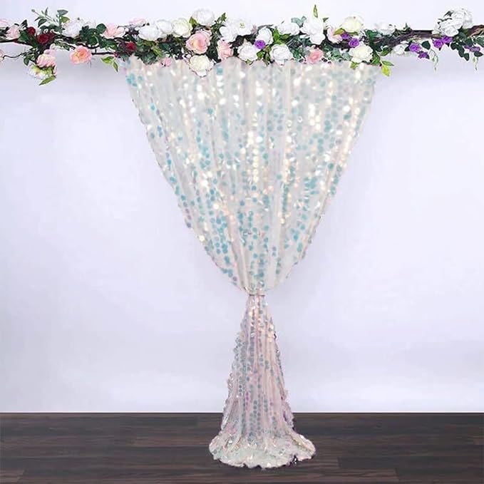 HH 9x8FT Iridescent Big Sequin Backdrop Curtains, Sequin Photo Backdrop Curtain - Image 6