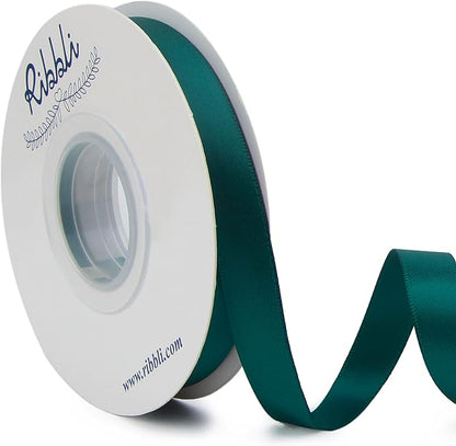 Ribbli Teal Double Faced Satin Ribbon, 1/2 Inch x Continuous 25 Yards, Use by Ribbli