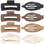 Hair Clips for Women 4.3 Inch Large Hair Claw Clips 8 pcs Square Claw Clips & Flat Hair Clips for Thick or Thin Hair French Concord Hair Barrettes Alligator Hair Accessories for Women (Brown)