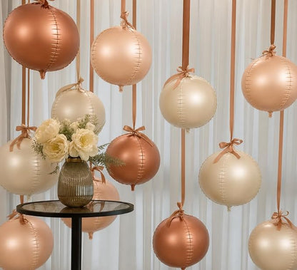 Brown Sand White Round Foil Balloons - Image 4
