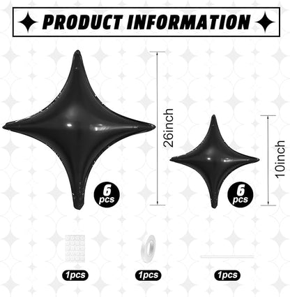 Black Star Balloons, 26Inch and 10Inch Black Quadrangle Helium Polyester Film - Image 2