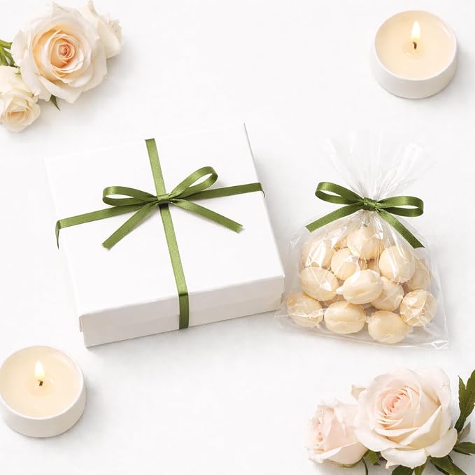 KINGLAKE Olive Green Satin Ribbon - Image 4