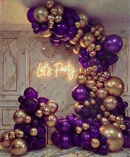 Purple and Gold Balloon Garland Arch Kit by Unknown