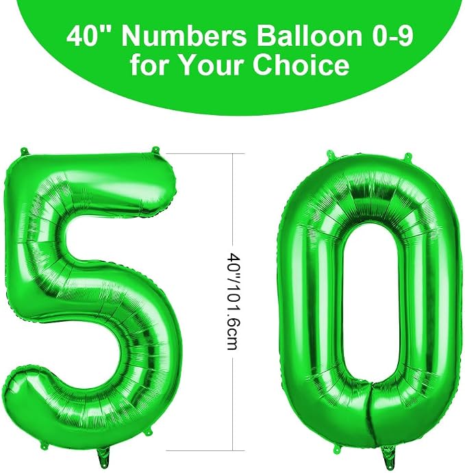 OFFCUP 40 Inch Green Number 50 Balloon - Image 2