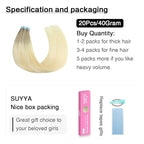 SUYYA Tape in Hair Extensions Human Hair Balayage Ash Blonde to Medium Blonde and Platinum Blonde 40g/pack 20pcs Straight Seamless Skin Weft Tape in Real Human Hair Extensions(14inch #P22/60/T18)