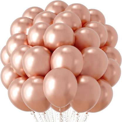 Voircoloria 66pcs Metallic Rose Gold Latex Party Balloons, 12inch | by Voircoloria