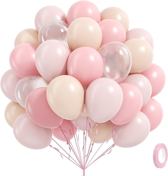 60pcs Light Pink Balloons 12inch by Awenztech