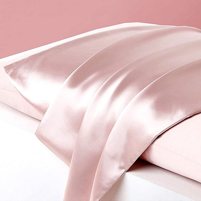 Oeko-TEX Certified Pink Silk Pillowcase for Sleeping Women Made in USA, 22 Momme Real Mulberry Silk Pillow Cases with Zipper, 6A Grade 100% Organic, Beauty Boost, 1 Pc 20"x26" (Standard, Pink)