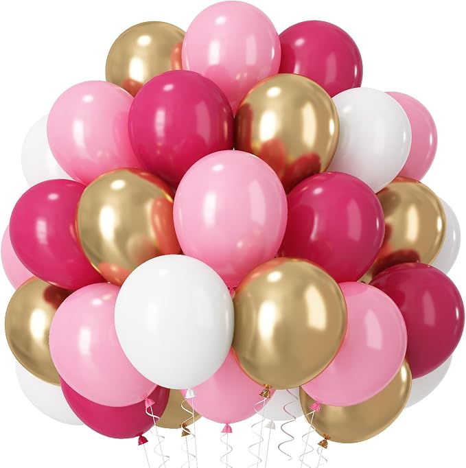 Pink and Gold Balloons by Paeyeq