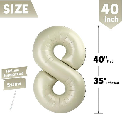 40 Inch Cream Number 8 Balloon Birthday Party Decorations - Image 5