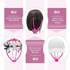 Dreamlover Short Wig Stands, Portable Collapsible Wig Dryer for Travel, Hot Pink, 2 Packs