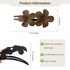 5 Pcs Flower Flat Claw Clips for Women Brown Flat Hair Clips Spring Flat Hair Clips for Thick Hair Non-Slip Matte Claw Clip Cute Floral Hair Clip for Girals