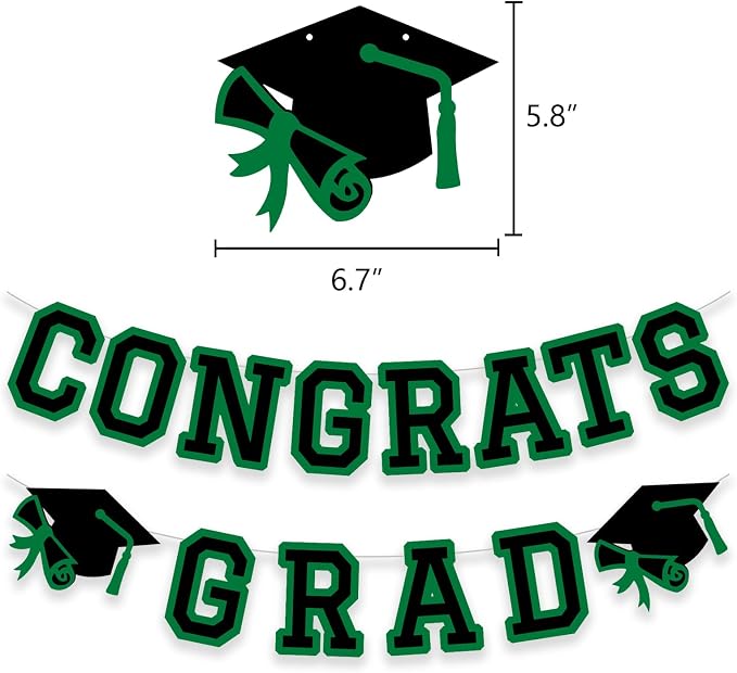 Congrats Grad Banner Graduation Party Banner Decoration Hanging Garland High - Image 2