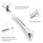 AIMIKE 6pcs Professional Hair Clips for Styling Sectioning, Non Slip No-Trace Duck Billed Hair Clips with Silicone Band, Salon and Home Hair Cutting Clips for Hairdresser, Women, Men - White 4.3” Long