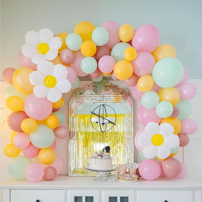Daisy Balloon Garland Arch Kit, Retro Yellow Pink Green Hippie Boho Balloons - Image 3