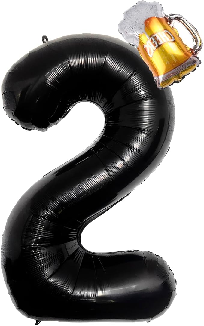 40 Inch Black Giant Number Balloon And Mini Beer Balloon Foil Polyester Film by Unknown