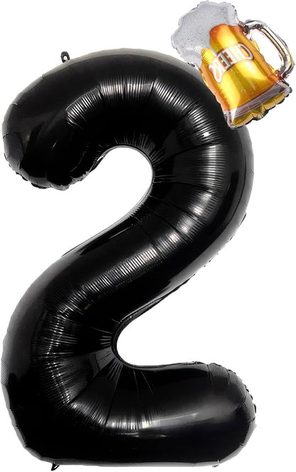 40 Inch Black Giant Number Balloon And Mini Beer Balloon Foil Polyester Film by Unknown
