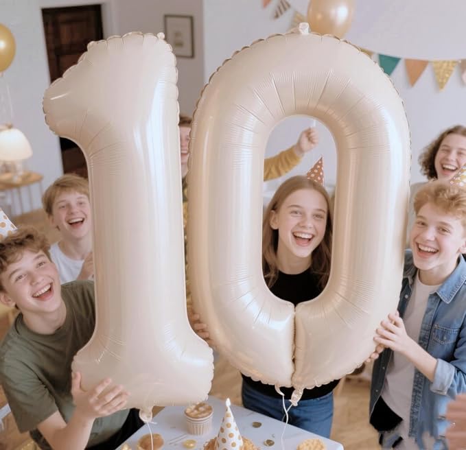 0 Balloon 40 inch Cream Number Balloons - Image 4