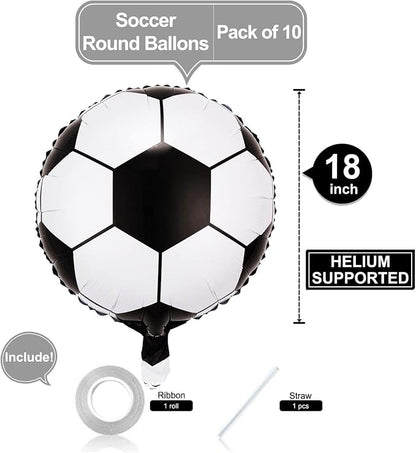 10 Pack 18 Inch Soccer Foil Balloons Football Helium Metallic Mylar Balloons - Image 2