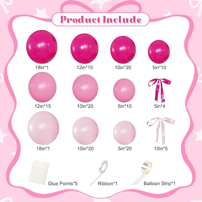 Pink Balloon Arch Kit, Hot Pink Balloons - Image 5