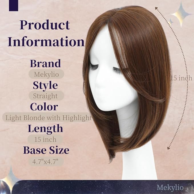 Hair Toppers for Women Large Base Toppers Hair Pieces for Women with Thinning Hair Clip Ins Fake Bangs Perfect Solution for Thinning-hair and Stylish Upgrade 15 Inch