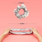 Silmer Silk Scrunchies for Hair Curly Hair 100% Mulberry 3 Pack(Pink,Silvery Grey, Haze Blue)