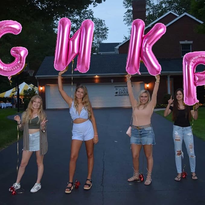 TONIFUL 40 Inch Large Rose Red Letter K Balloons Giant Hot Pink Alphabet Letter - Image 6