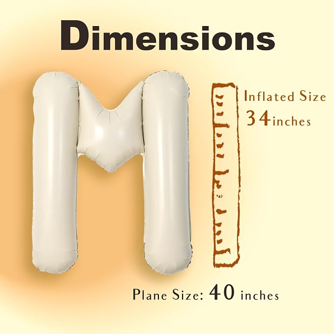 SUWEN 40 Inch Cream Large M Letter Balloons Big Foil Helium A-Z | Jumbo Mylar - Image 6