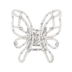 Pearl Butterfly Artificial Crystal Vintage Hair Claw Clip for women, Hand-set Cubic Zirconia Hair Barrette, SHE'S FREE STYLE JUST FOR YOU [Barbier Series]Sparkly Gorgeous Hair Clips for Wedding gift