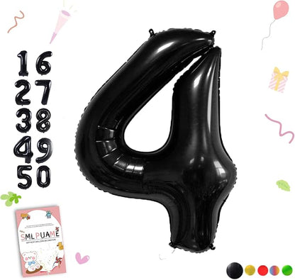 40 inch Number Balloon 0-9 Black Large Number 4 Balloons, Digital Balloons by Smlpuame