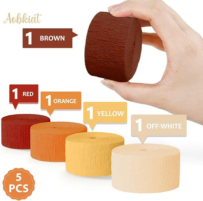AOBKIAT Fall Thanksgiving Streamers Party Decorations, 5 Rolls | Orange Red - Image 7