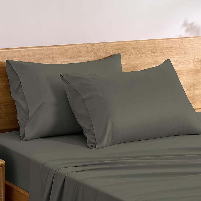 TOSMO Luxury Pillow Case Set of 2 - Cooling Viscose Derived from Bamboo, Oeko-TEX, Breathabl Silky Soft Pillow Cases with Envelope Closure (King / 20x36, Charcoal)