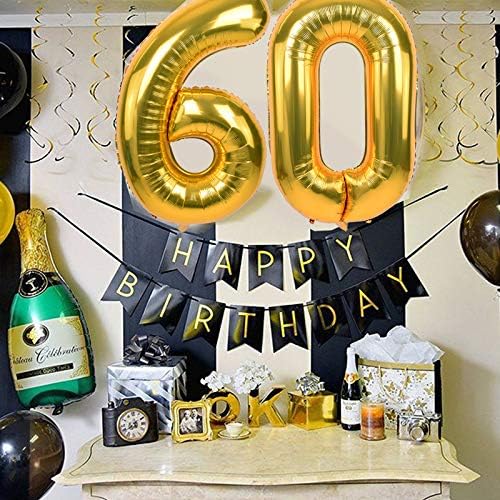 TONIFUL 40 Inch Gold Foil Number 60 Balloon, 60th Birthday Decorations | Gold - Image 5