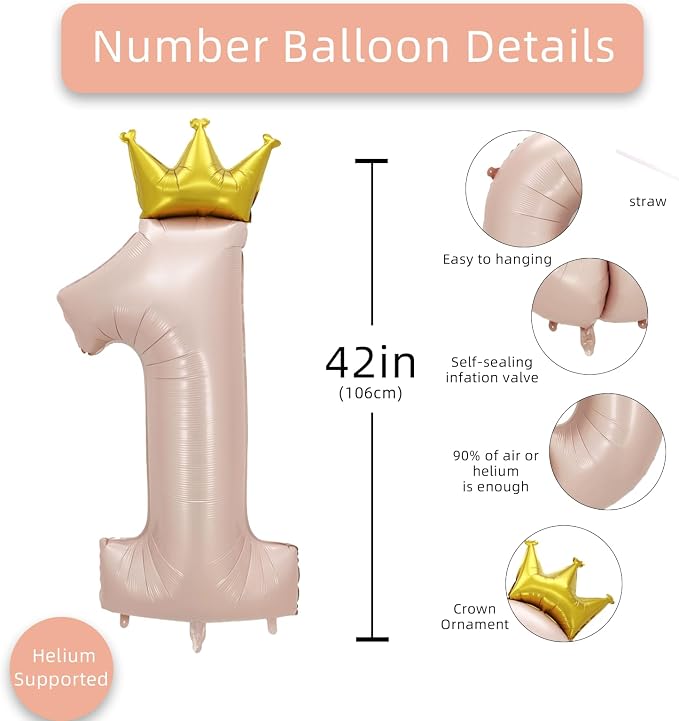 AULE 40 Inch Big Pink 1 Balloon Number - Image 2