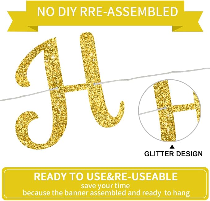 BEISHIDA Glitter Happy Engagement Banner-No DIY, Engagement Party Decorations - Image 3