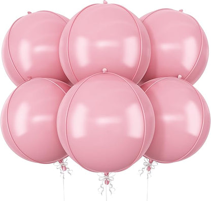 6Pcs Baby Pink Round Foil Balloons, 22inch Large 4D Helium Light Pink Mylar by vibzox