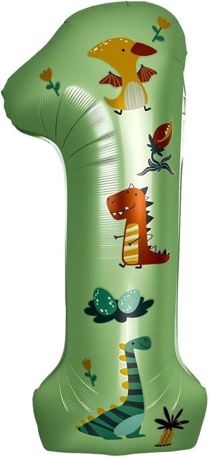 40 Inch Dinosaur Number 1 Balloon | Olive Green Number by Unknown